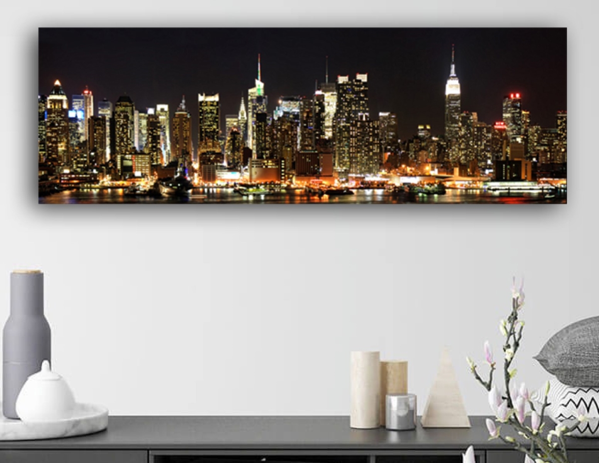 Picture of Artful Printers C-12362027 New York at Night Photography Canvas Art&#44; 12 x 36 in.
