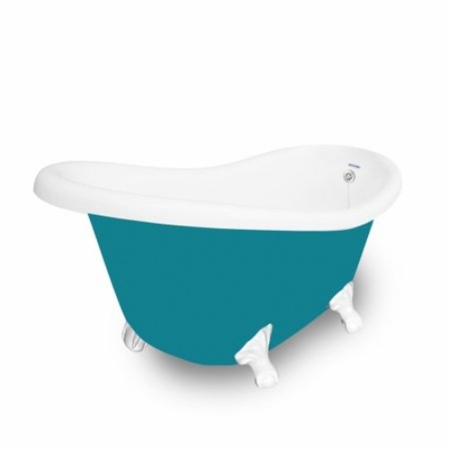 Picture of American Bath Factory T020A-WH & DM-7 Marilyn 67 in. White Acrastone Tub & Drain- White Metal Finish- Small