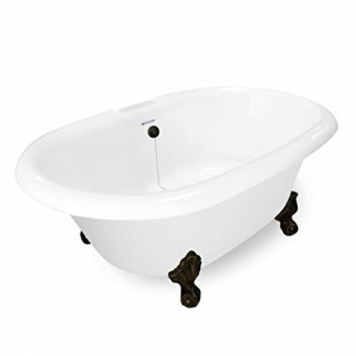 Picture of American Bath Factory T120A-OB & DM-7 Heritage 72 in. White Acrastone Tub & Drain- Old World Bronze Metal Finish