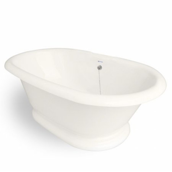 Picture of American Bath Factory T120A-SN & DM-7 Heritage 72 in. White Acrastone Tub & Drain- Satin Nickel Metal Finish