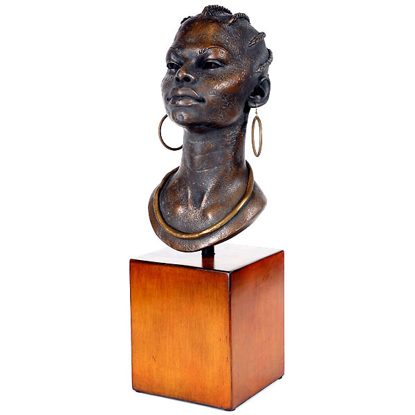 Picture of AFD Home 10566622 African Bust on Stand, Multi Color
