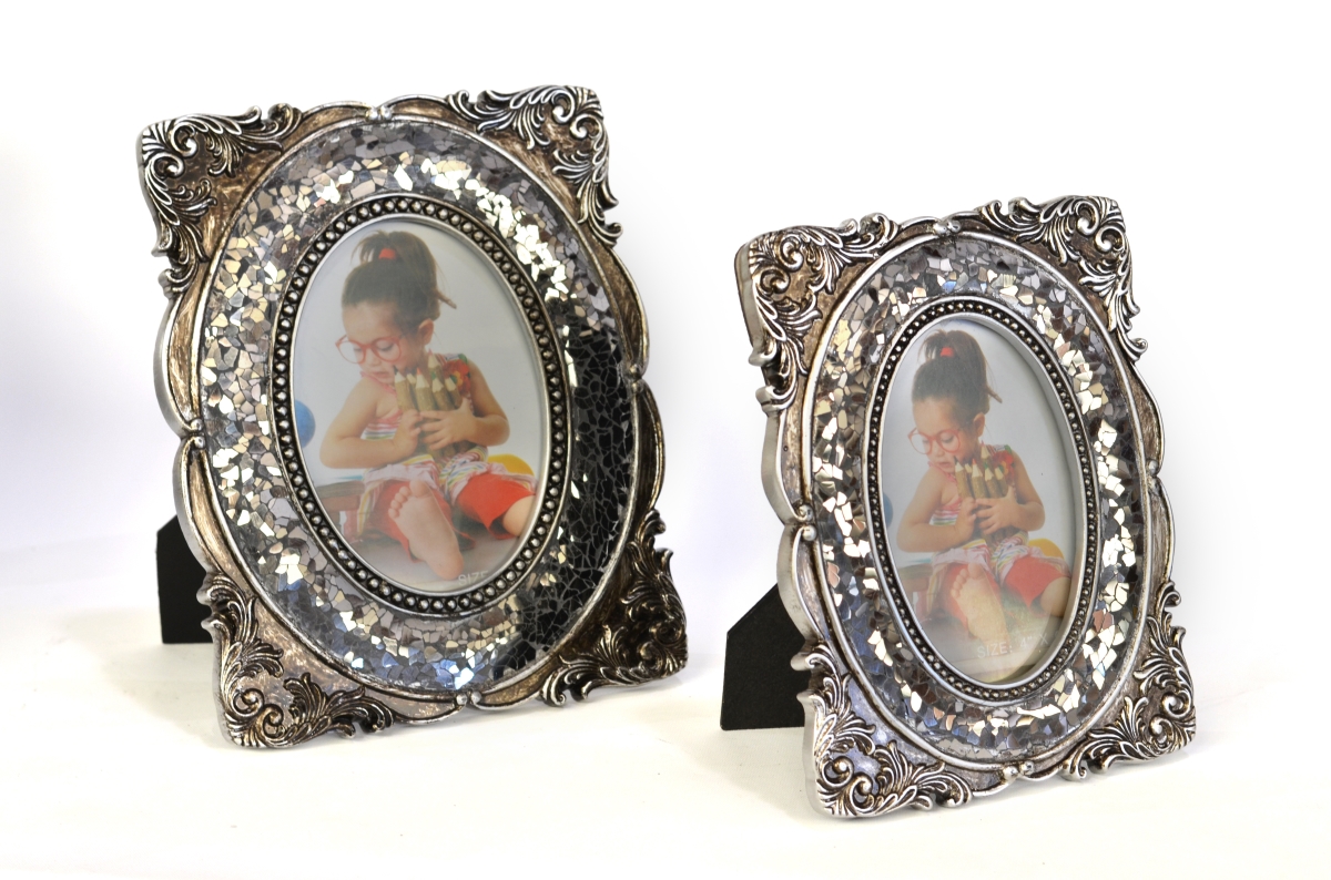 Picture of AFD Home 12009556 Laviere Photo Frame - Silver&#44; Set of 2