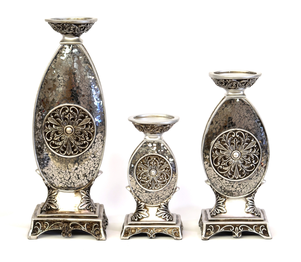 Picture of AFD Home 12009557 Laviere Candleholders - Silver, Set of 3