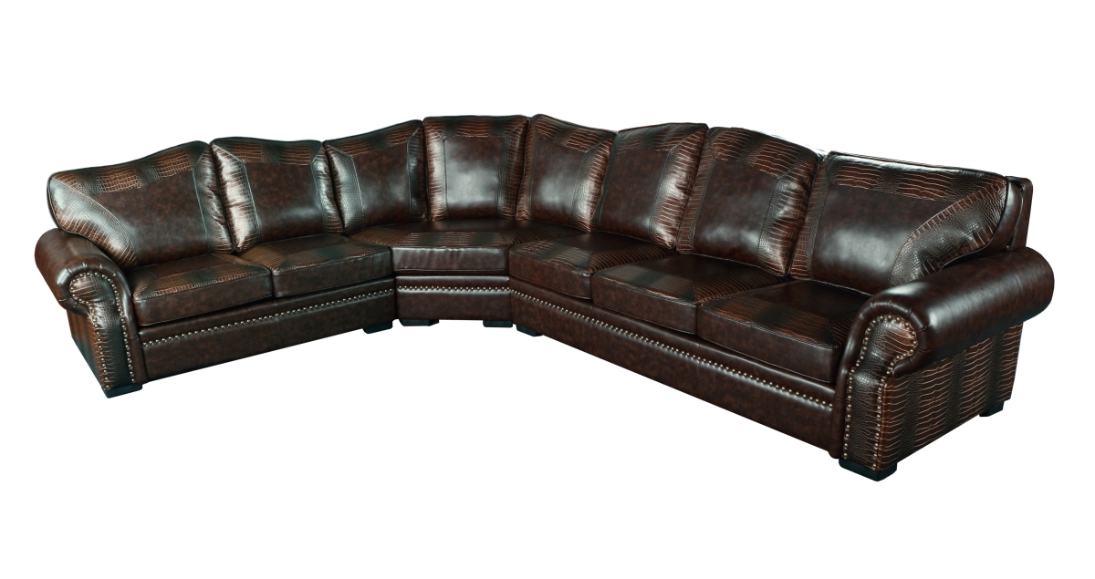 Picture of AFD Home 12013454 Botswana Croc & Leather Sectional Sofa - Brown&#44; Large