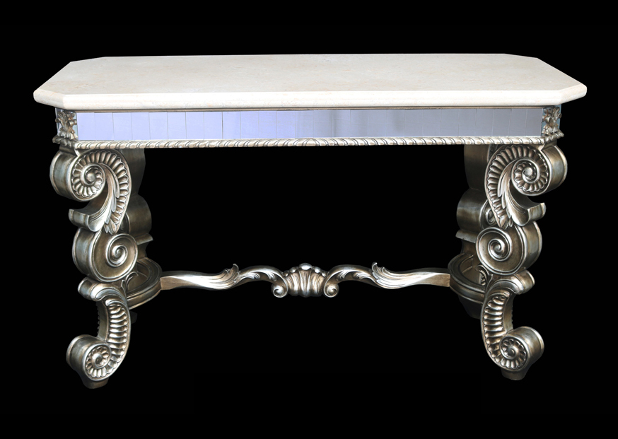 Picture of AFD Home 12011264 Bella Hardwood & Marble Console Table - Cream & Platina - 62.5 x 27.5 x 37.5 in.
