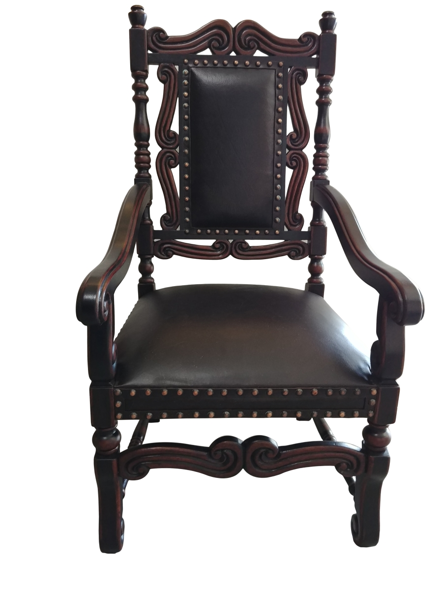 Picture of AFD Home 12013697 Conquistador Leather Hardwood Chair - Multi Color - 28 x 24 x 48 in.