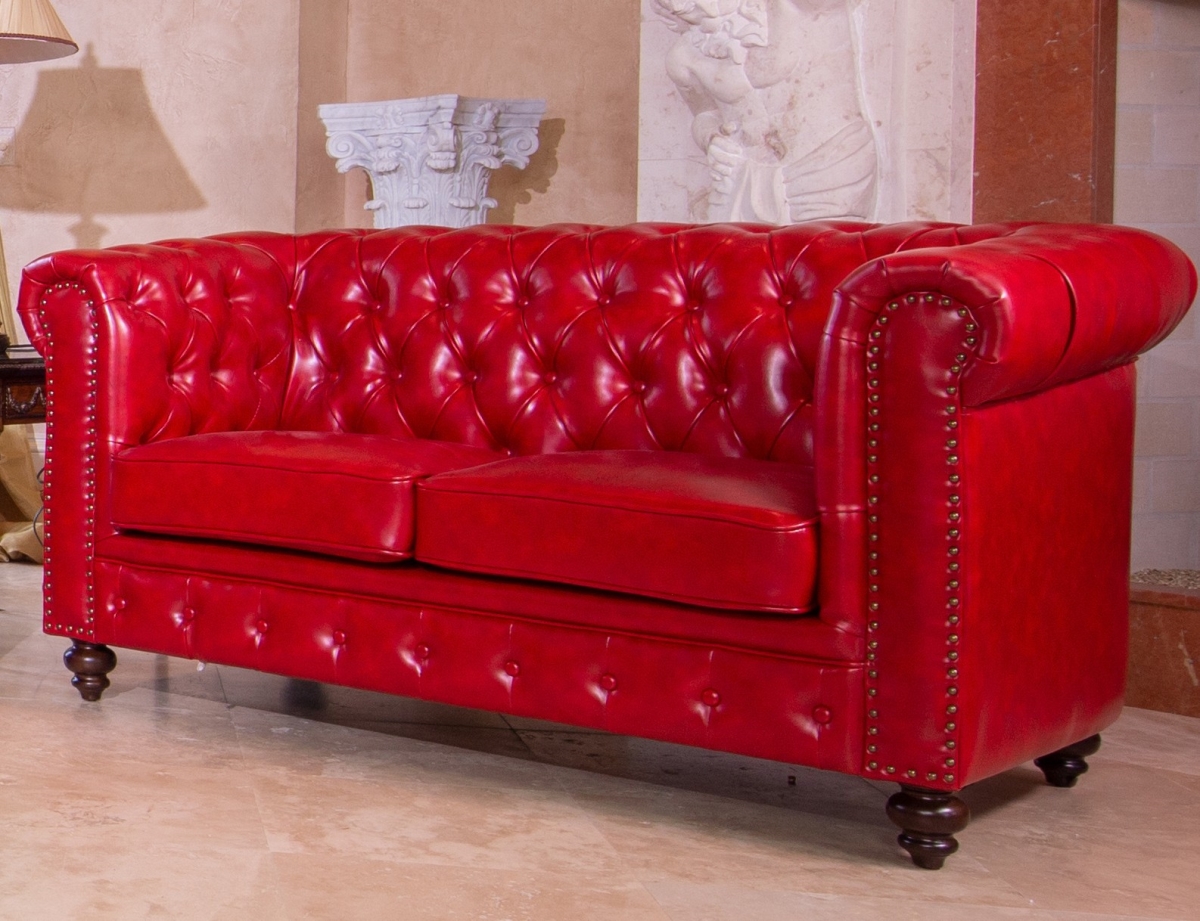 Picture of AFD Home 12014091 Classic Chesterfield Sofa - Red - 87 x 37 x 31 in.