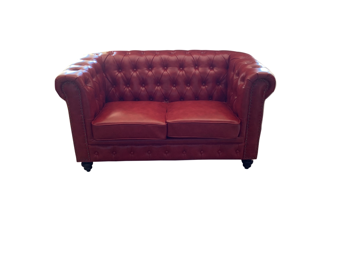 Picture of AFD Home 12014092 Classic Chesterfield Loveseat - Red