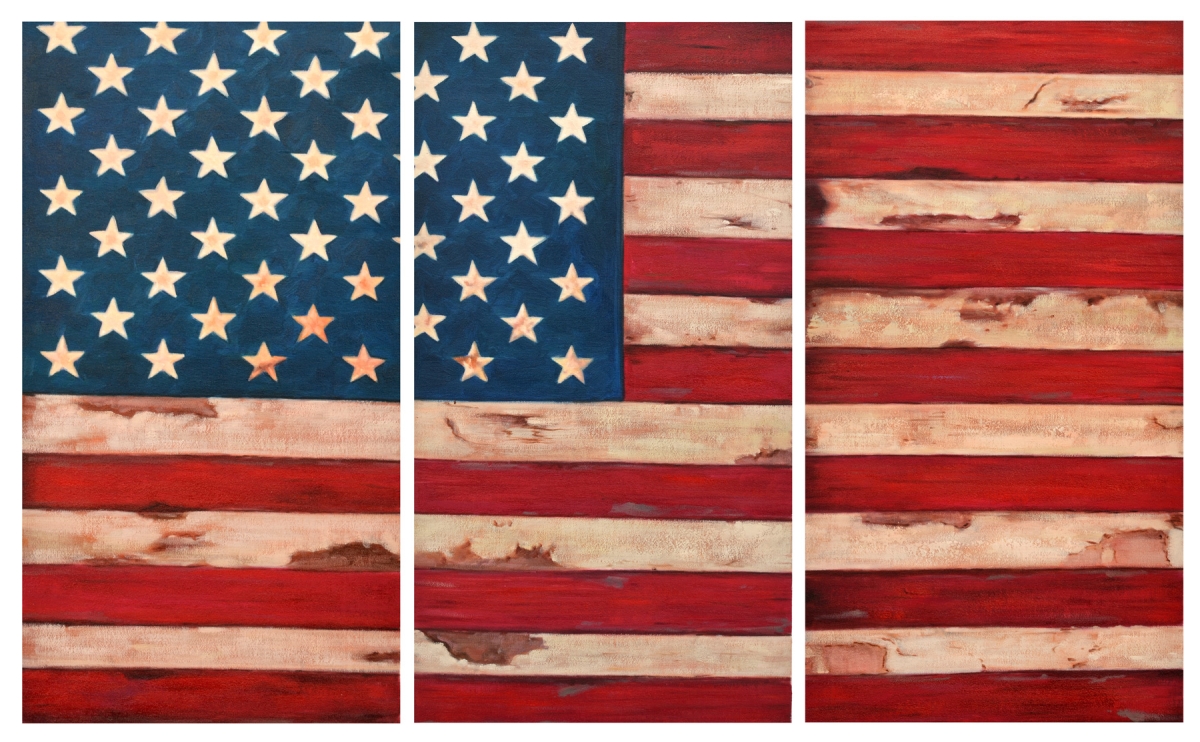 Picture of AFD Home 12008183 24 x 48 in. American Flag Triptec Canvas & Wood Art&#44; Multi Color