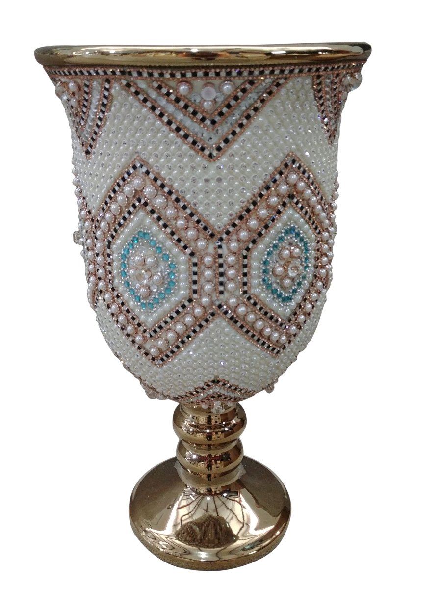 Picture of AFD Home 12009183 Ceramic & Crystals Moroccan Chalice Vase&#44; Multi Color