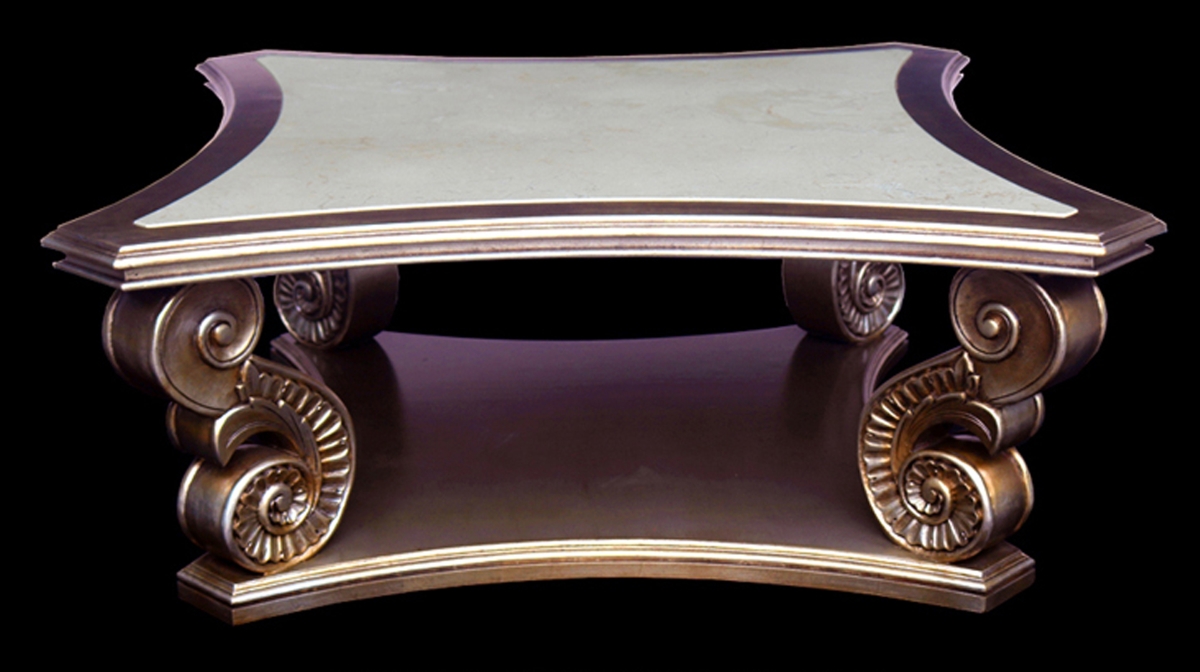 12011263 Hardwood & Marble Platine Bella Coffee Table, Cream