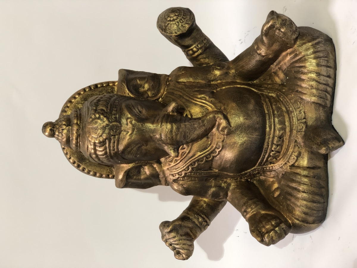 Picture of AFD Home 12016573 Fiberglass Reinforced Cast Stone Small Ganesh G Statue&#44; Glossy Black Gold