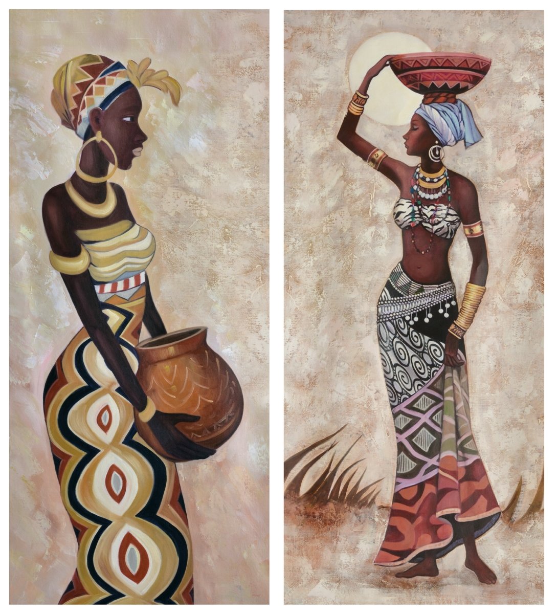 Picture of AFD Home 12016822 Women Carrying Baskets Canvas & Wood Gallery Wrap