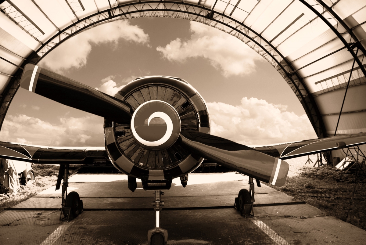 Picture of AFD Home 12016848 Airplane in Hanger Canvas & Wood Gallery Wrap