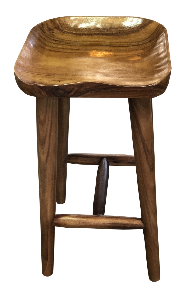 Picture of AFD Home 12017351 Contoured Seat Suar Wood Bar Stool, Chocolate Brown