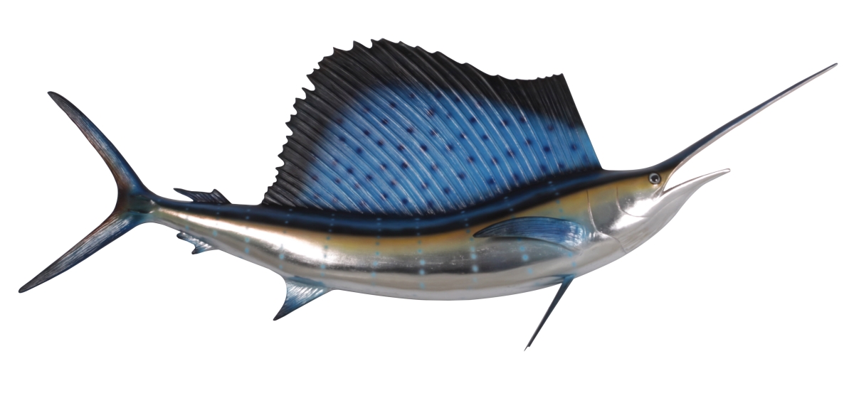 5 ft. Fiberglass Wall Mount Sailfish, Blue & Silver