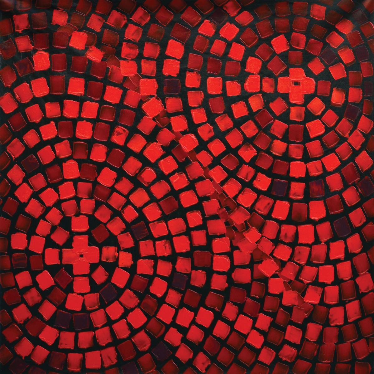 Picture of AFD Home 12018475 Abstract Red Mosaic Canvas & Wood Art