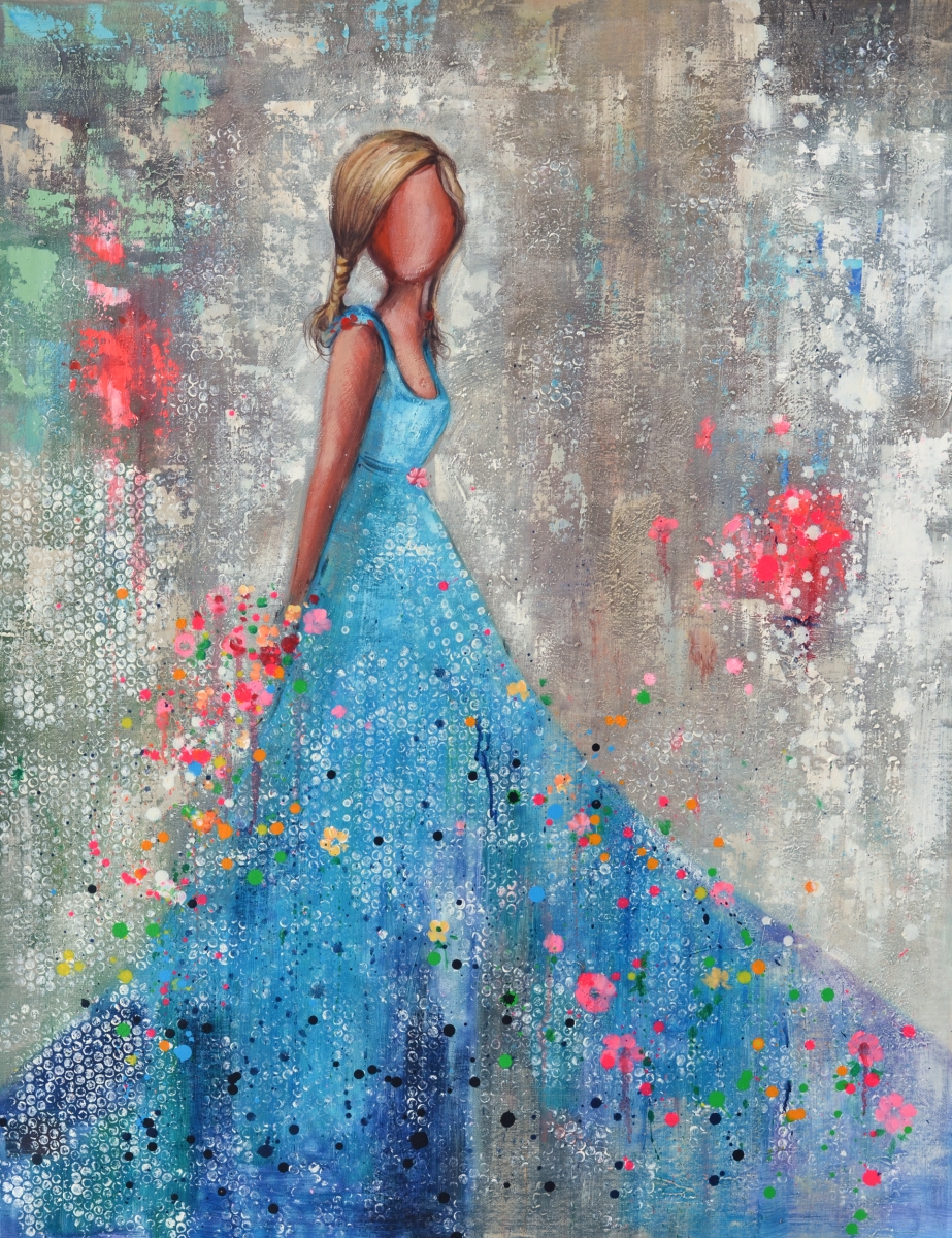 Picture of AFD Home 12018485 Girl in Blue Dress Canvas & Wood Art