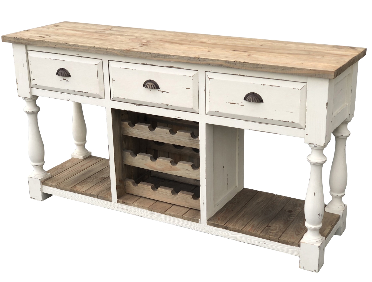 Picture of AFD Home 12018855 Coastal Console Wine Rack - White Chalk Finish & Natural Top