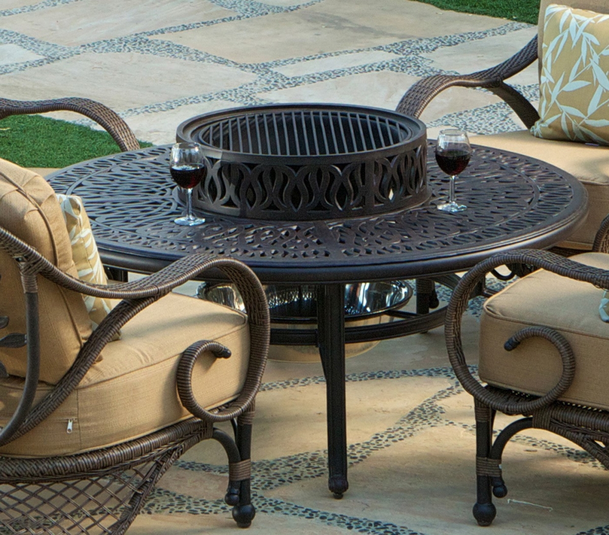 Picture of AFD Home 10866924 Grand Bonaire Weave Outdoor Fire Pit Table with Accessories