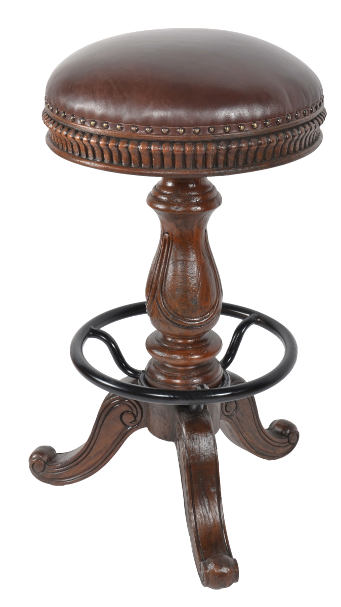 Picture of AFD Home 12019154 Church Street Leather Bar Height Stool, Vintage Estate Brown
