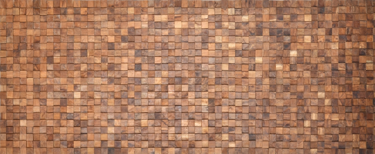 12019446 8 ft. Reclaimed Teak Square Mosaic Wall Panel