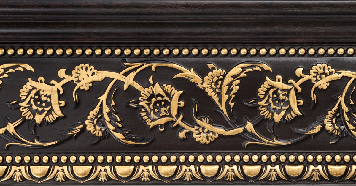 Picture of AFD Home 12019632 94 in. Gold Floral on Wood Tone Crown Molding&#44; Walnut & Gold