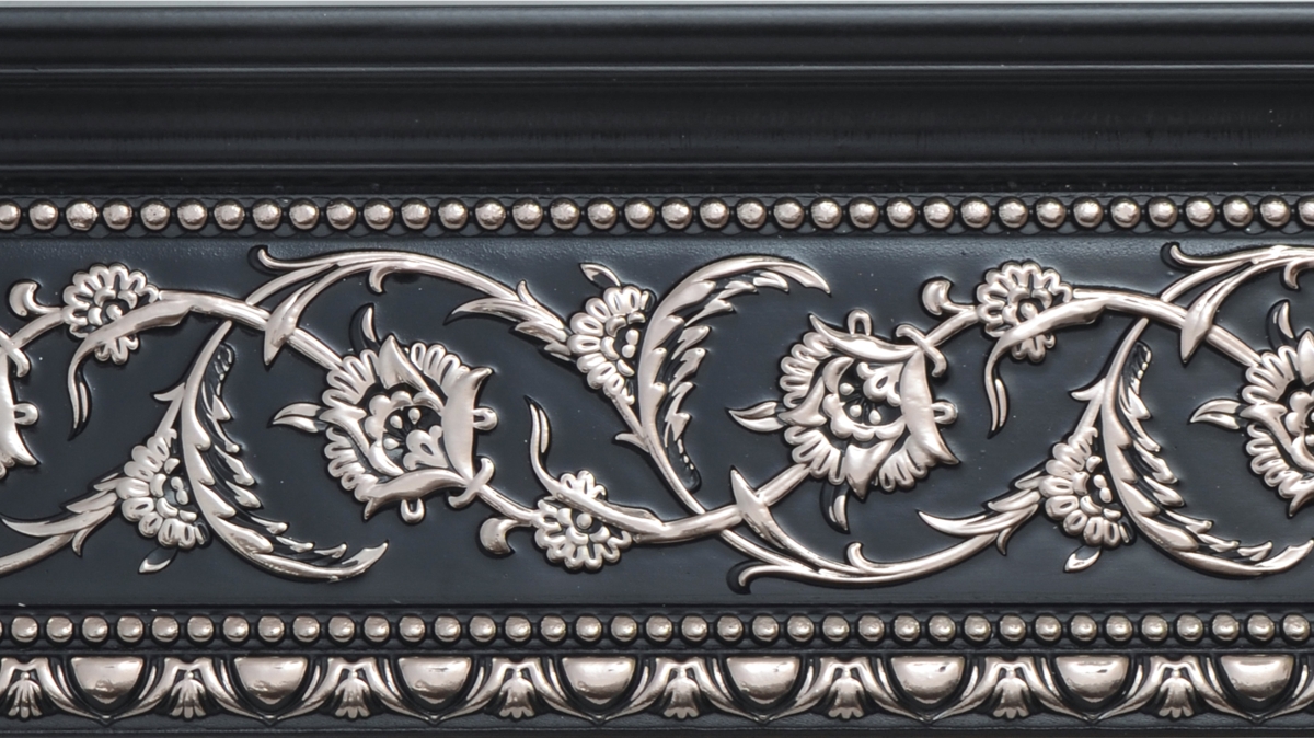 Picture of AFD Home 12019636 94 in. Silver Floral & Black Crown Molding&#44; Black & Silver