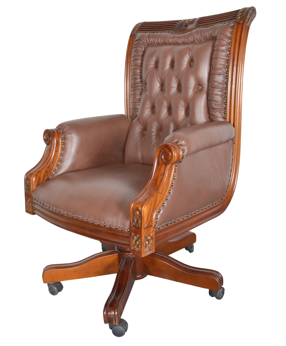 Picture of AFD Home 12019679 Natural Office Leather Chair&#44; Brown - Large