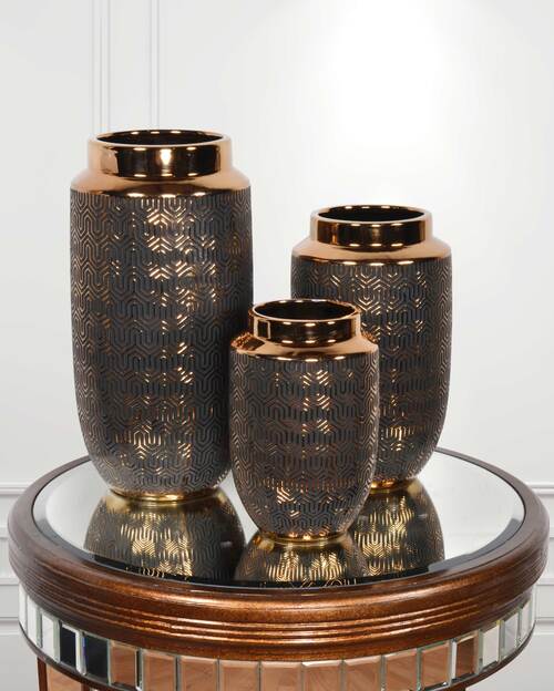 Picture of AFD Home 12017545 Copper illusion Vases, Gold - Set of 3