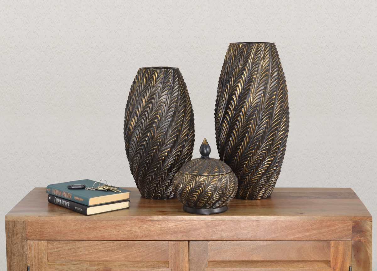Picture of AFD Home 12020196 Trinket Ceramic Vase&#44; Oil Bronze - Set of 3