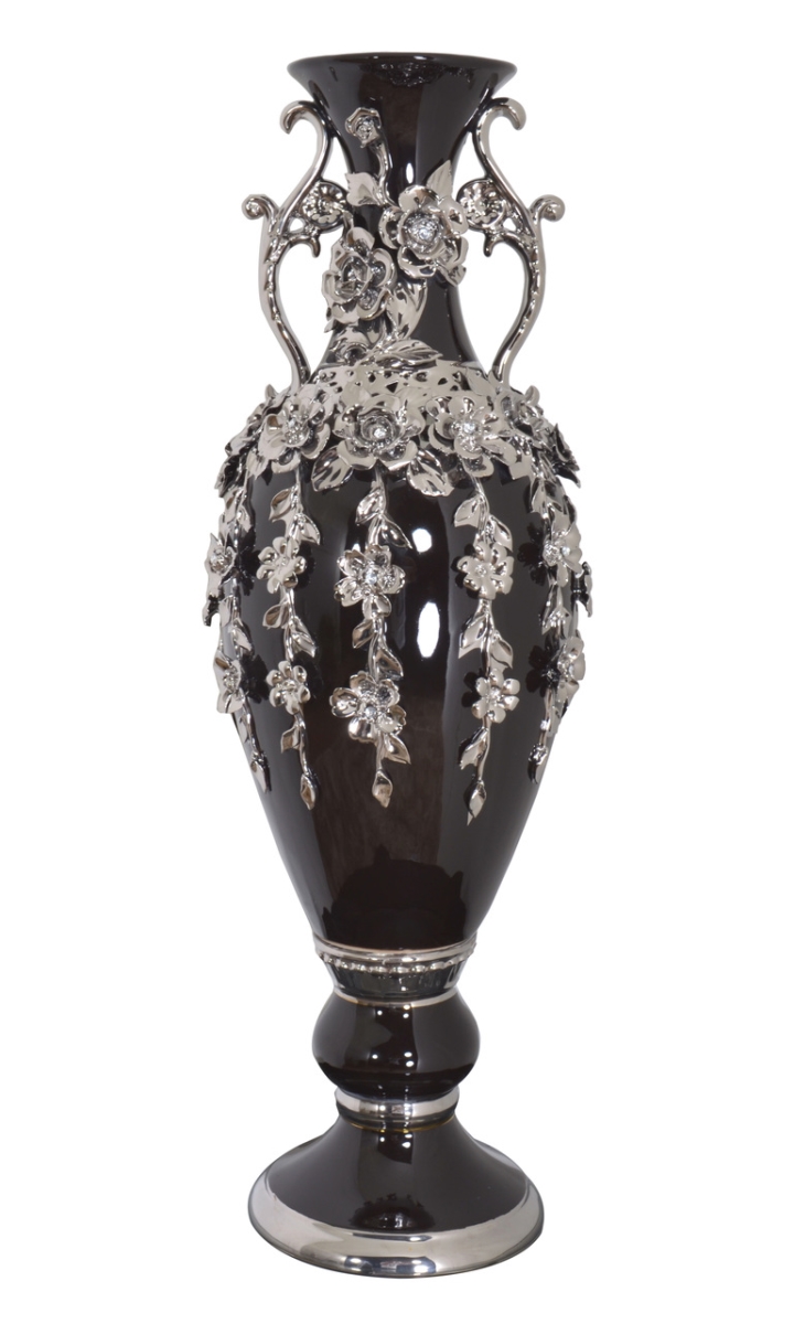 Picture of AFD Home 12020236 35 in. Silver & White Floret Jeweled Stunning Vase