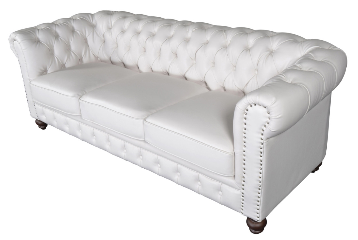 Picture of AFD Home 12020359 87 x 37 x 30 in. Classic Chesterfield White Sofa