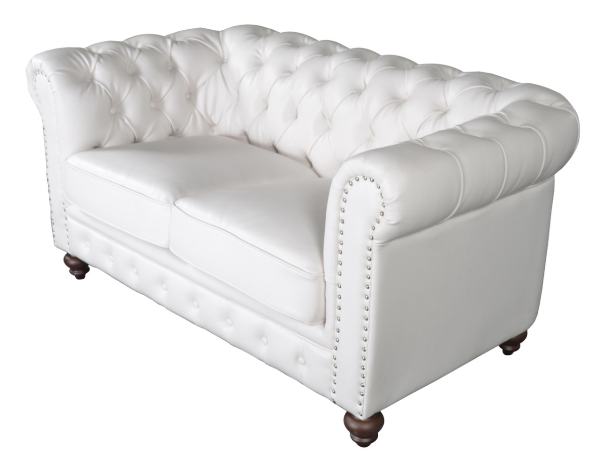 Picture of AFD Home 12020361 65 x 37 x 30 in. Classic Chesterfield White Loveseat Sofa