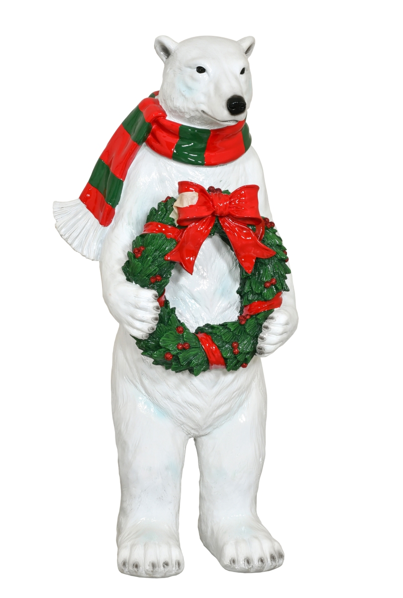 Picture of AFD Home 12025193 Christmas Polar Bear with Wreath - Red&#44; White & Green
