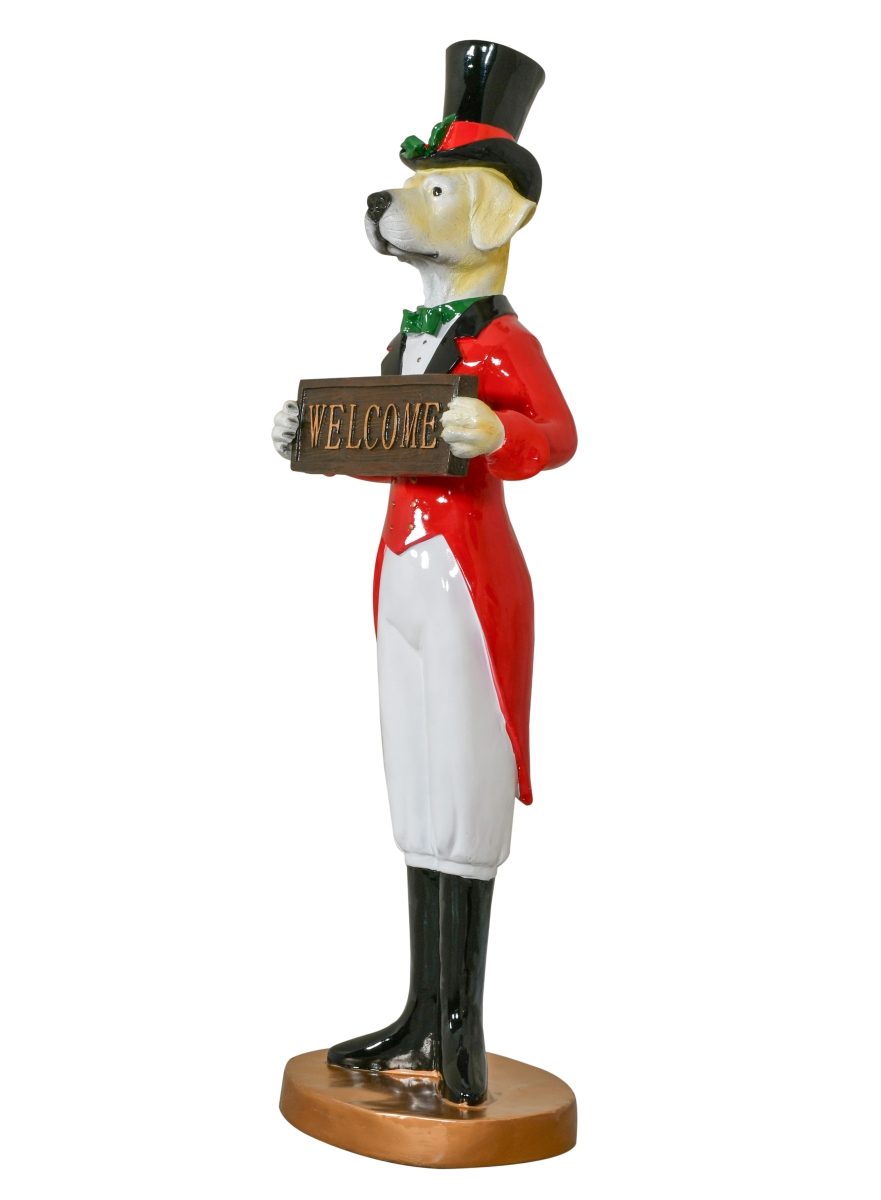 Picture of AFD Home 12025195 Holiday Dogman Welcome Sign Statue - Red&#44; White & Green