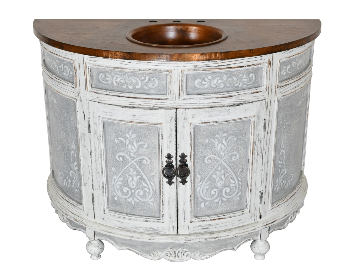 Picture of AFD Home 12025562 Cabo Blanco Peruvian Copper Top Vanity - White & Copper