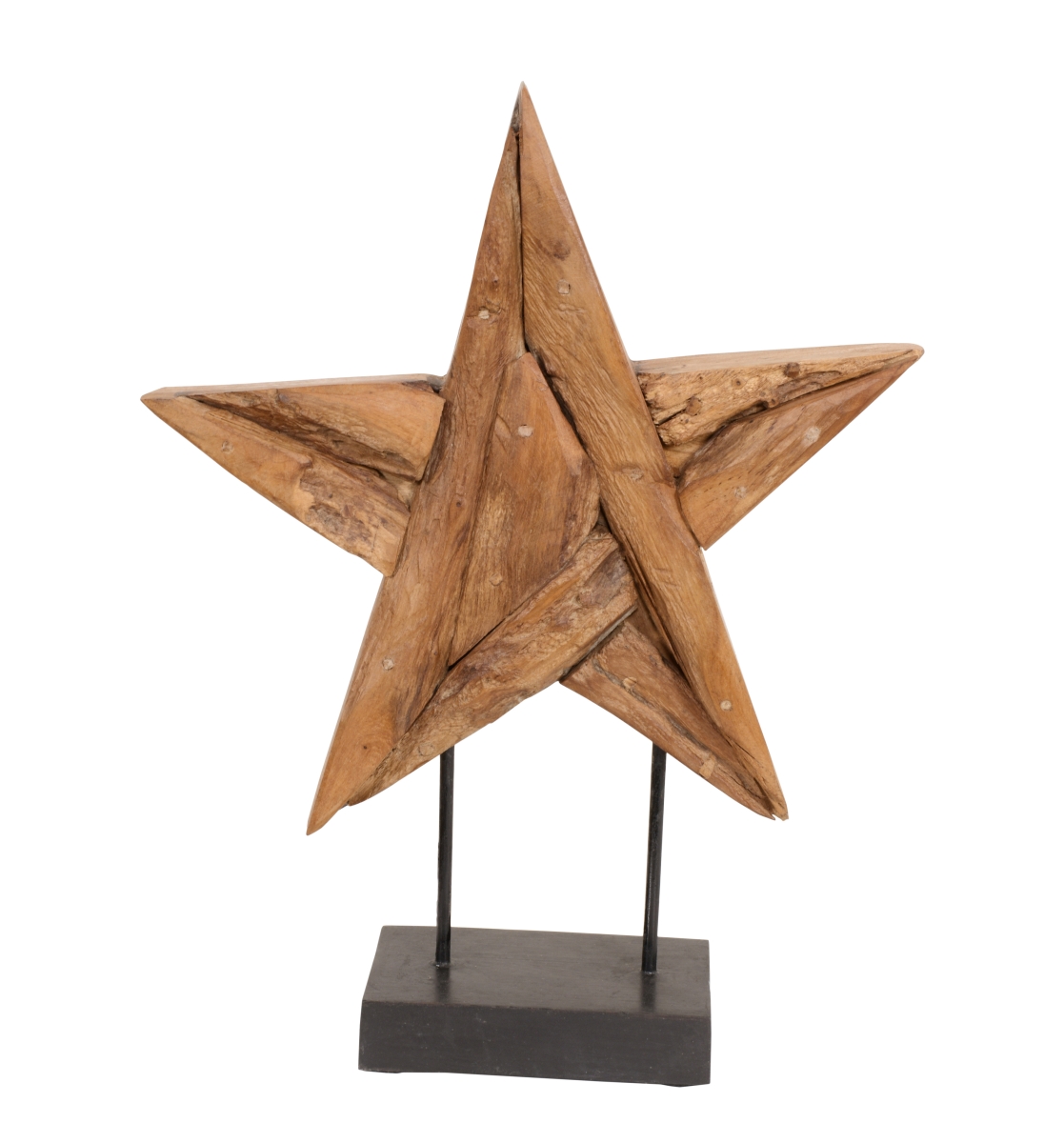 Picture of AFD Home 12019566 Five Point Teak Wood Star on Stand - Natural