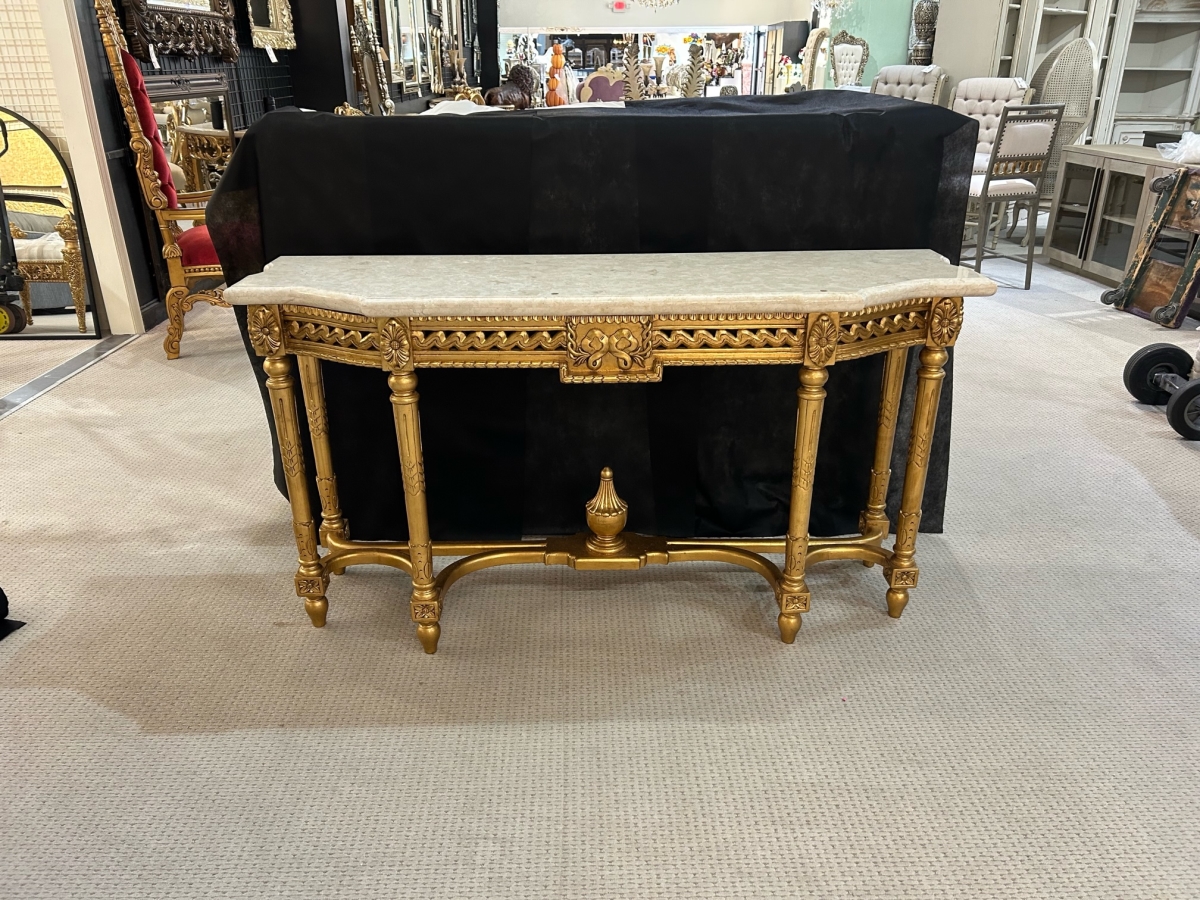 Picture of AFD Home 12025582 68 in. Grand Carved Console with Marble Top - Gold