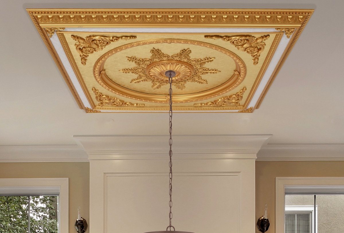 Picture of AFD Home 12026467 Grand Square Chandelier Fan Ceiling Medallion - Golden