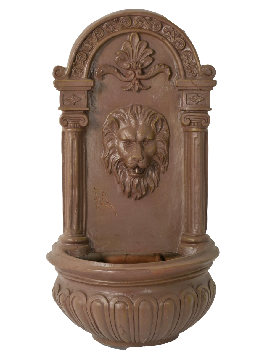 12028629 Lion Hanging Wall Fountain - Terra Cotta