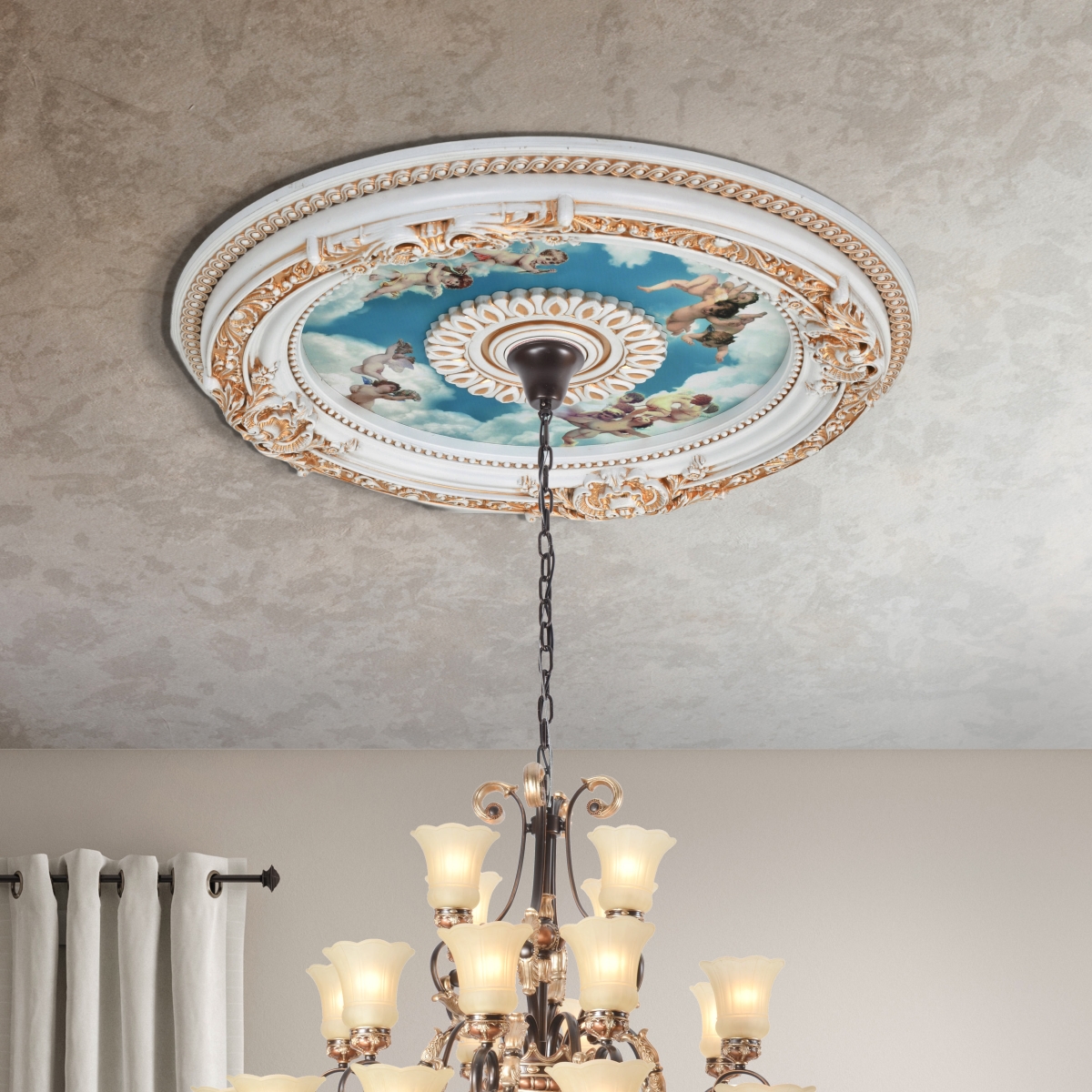 Picture of AFD Home 12028649 White Cherub Ceiling Medallion - Multi Color