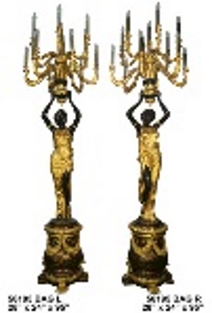 Picture of AFD Home 12024784 Lady Candlestick on Base - Black & Gold