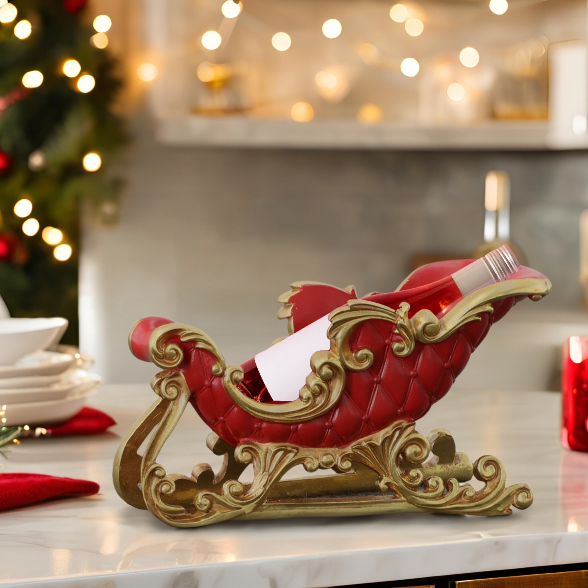 12023982 14.5 in. Table Top Sleigh - Red