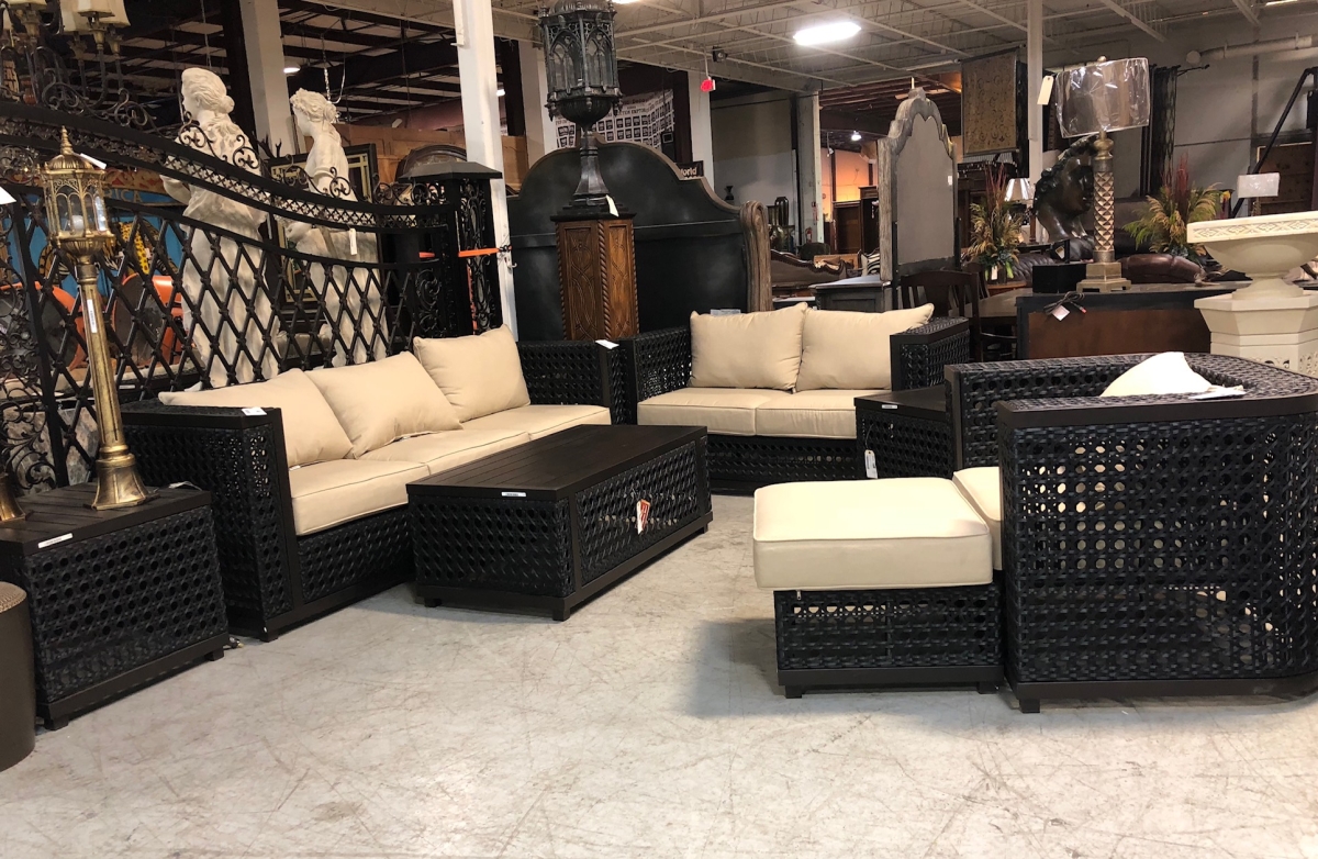 12008977 Monterey Outdoor Sofa, Brown & Beige - Set of 7
