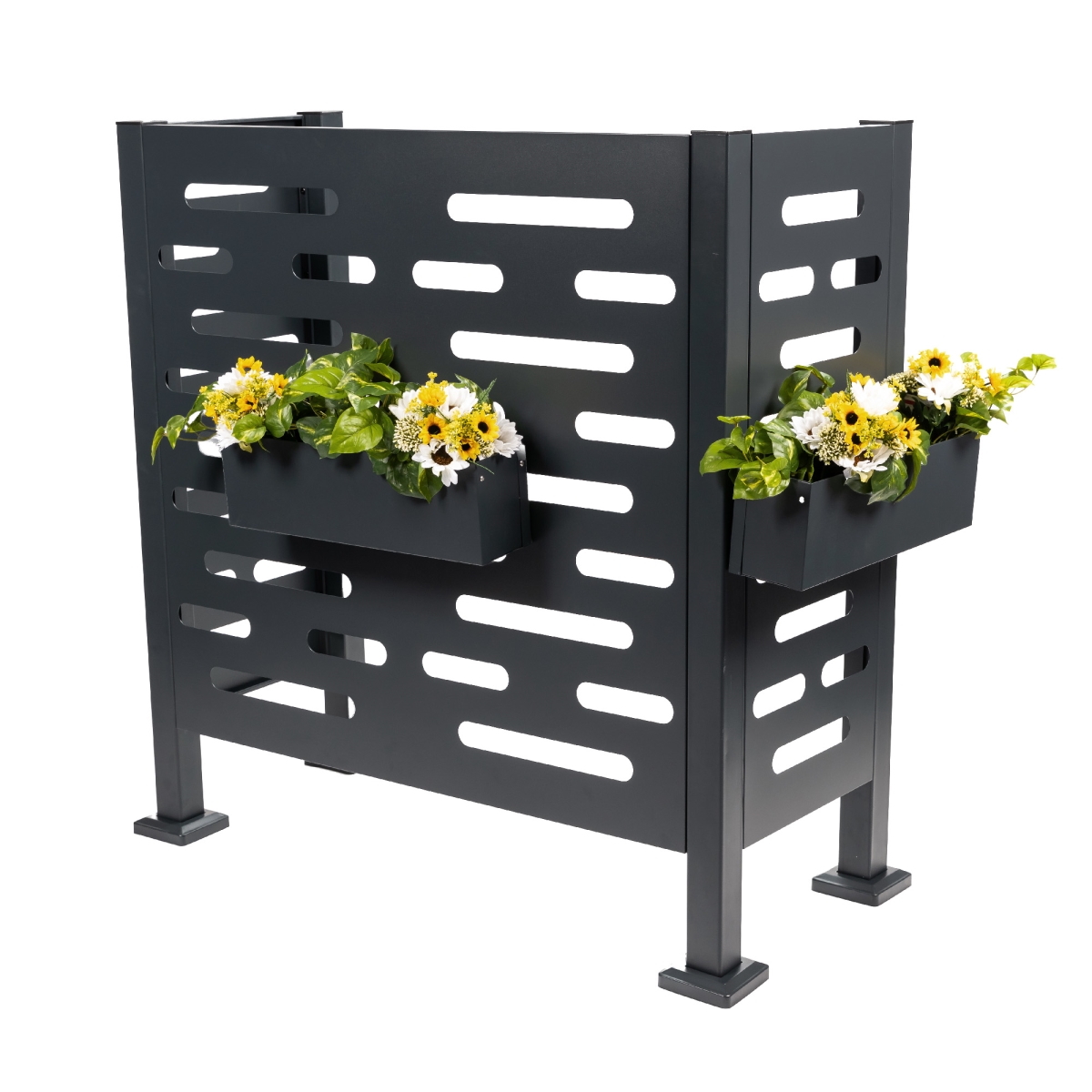 Premium Durable Powder-Coated Corrosion-Resistant Galvanized Steel Air Conditioner Planter screen Medium 48x22x35 inch, Graphite Color