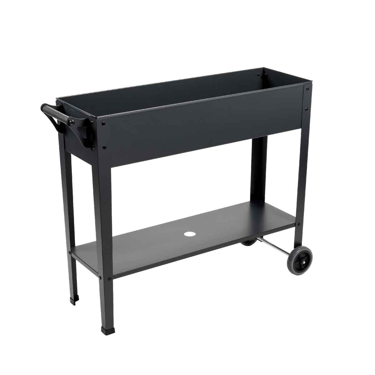 Durable Powder-Coated Corrosion-Resistant Galvanized Steel Raised Planter Cart, Graphite Color