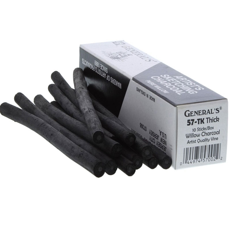 57-TK 7-9 mm Willow Charcoal Sticks - Box of 10
