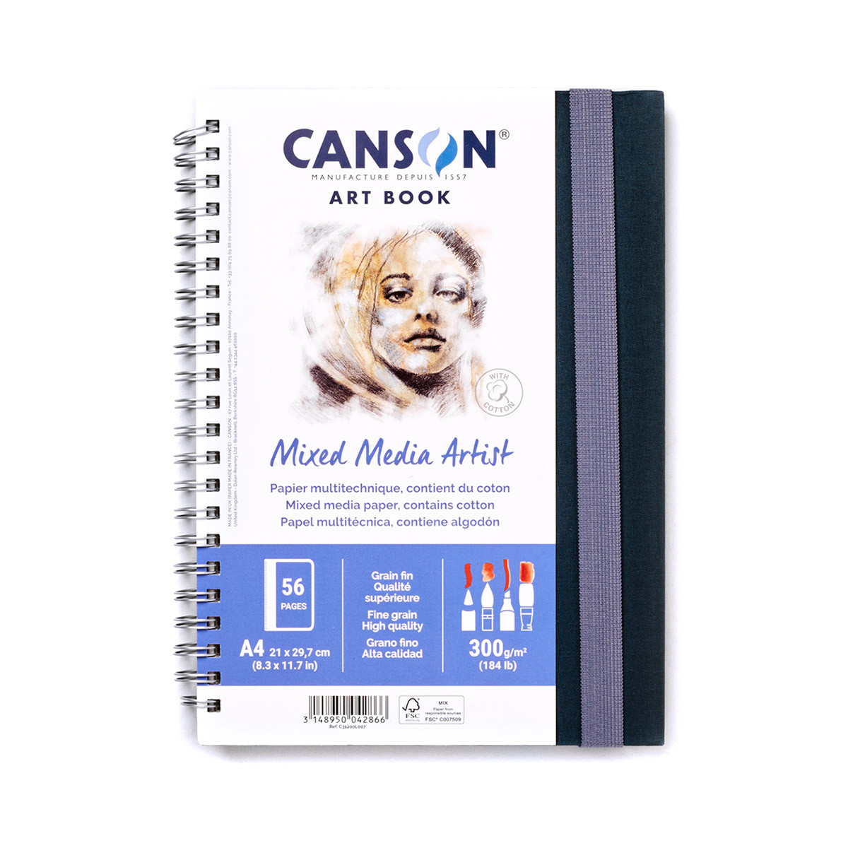 Canson 31200L007 8.3 x 11.7 in. Side Wire Mixed Media Journal - Natural White