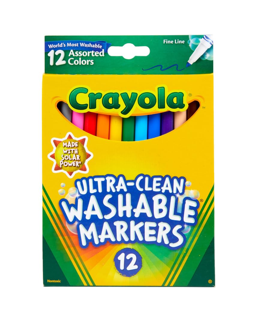 Crayola 7813 Classic Fine Tip-Washable Markers Set - 12 Piece